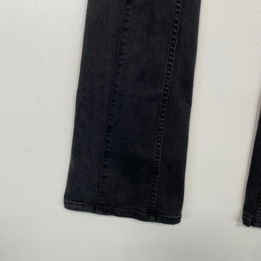 Free People We The Free Women Flare Jeans 27 Black‎ Pull On High Rise Slim Seam